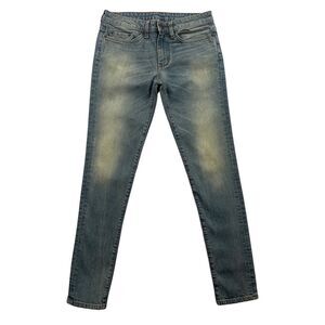 Womens 6397 Jeans Size 26 Dirty Faded Blue Green Loose Skinny Denim